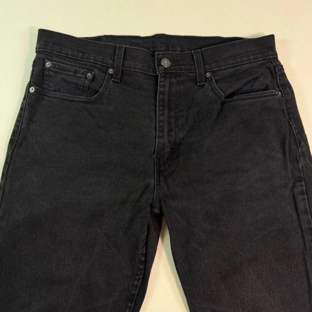 Levis 502 Regular Taper Jeans Mens 33x31 Faded Black‎ Denim Stretch Pants
